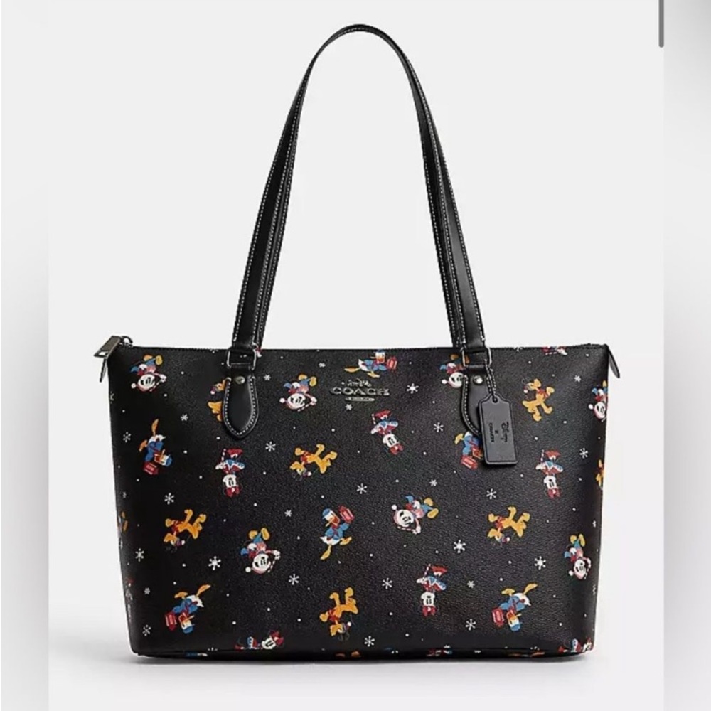 NWT Disney Holiday Print Coach Tote Bag